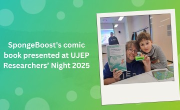 SpongeBoost's comic book presented at UJEP Researchers’ Night 2025